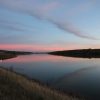 Sunset over a North Dakota prairie lake