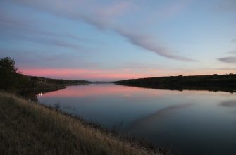 Sunset over a North Dakota prairie lake